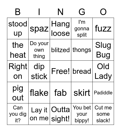 Groovy 60s Jargon Bingo Card