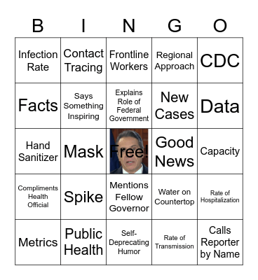 Governor Cuomo Press Conference Bingo (c) 2020 Tammy Green Bingo Card