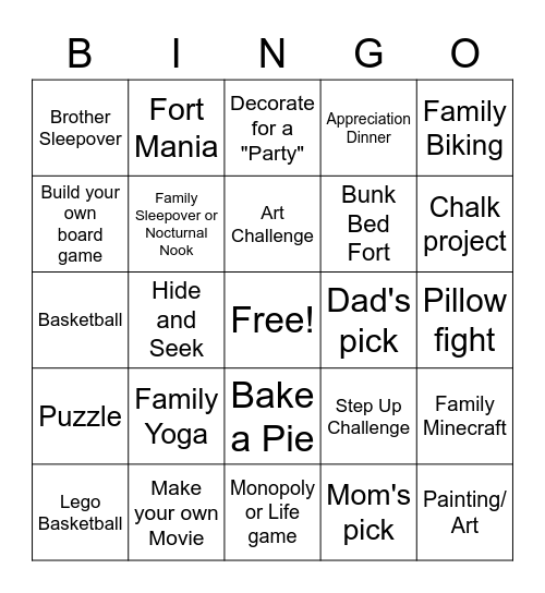 Cleaver Family Bingo Card