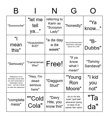 Mark Zona BINGO Card