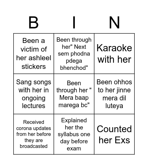Surbhi birthday bingo Card