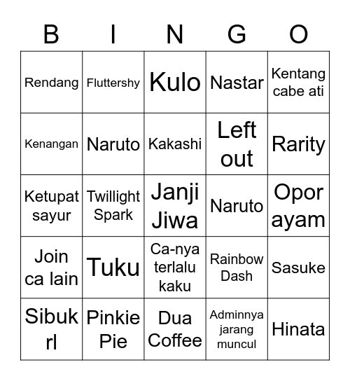 Rosé Bingo Card
