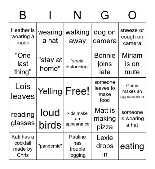 zoom johnston Bingo Card