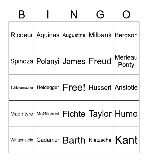 Beer and Theology Bingo Card