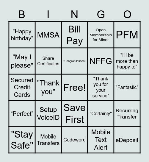 Member Experience Bingo Card
