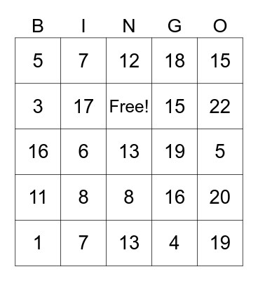 2020 Memorial Day Weekend Anderson Family Bingo Card