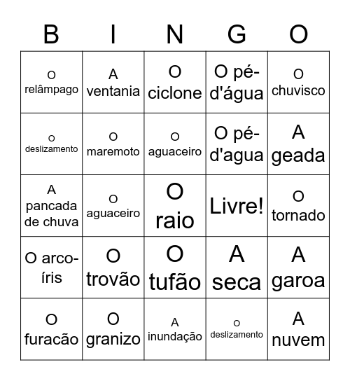 O TEMPO Bingo Card