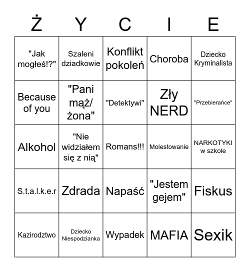 Trudne Sprawy Bingo Card