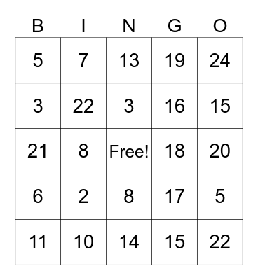 2020 Memorial Day Weekend Anderson Family Bingo Card