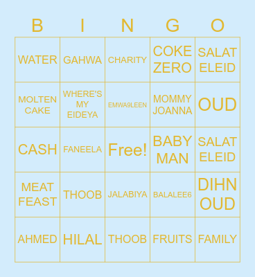EID BINGO Card