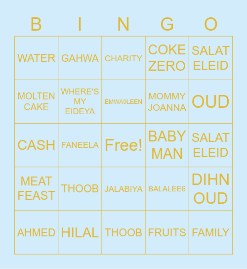 EID BINGO Card