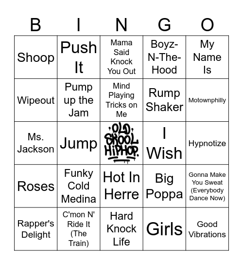 OLD SCHOOL RAP HIP HOP Bingo Card