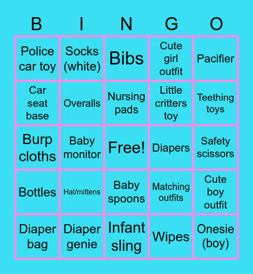 BABY BINGO! 💗💙 Bingo Card