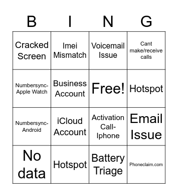 CALL BINGO Card