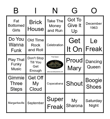 Sound City Bingo Back To The 70's Bingo Card