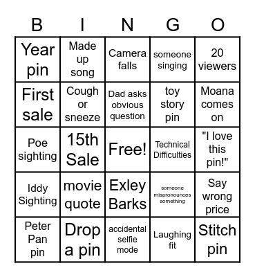 First Live Bingo Card