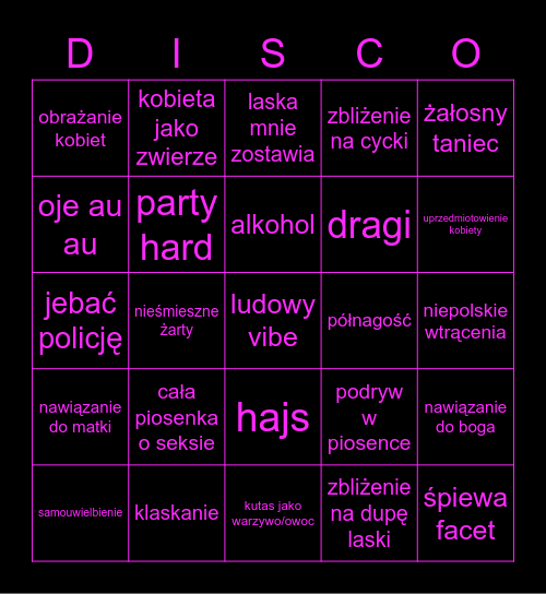 Disco polo Bingo Card