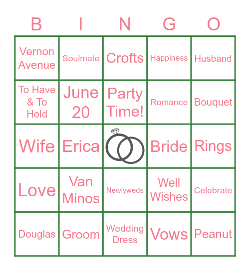 Erica + Drew 6.20.20 Bingo Card