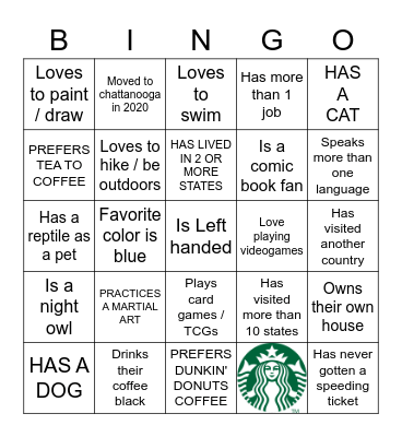 HWY 58 TEAM BINGO! Bingo Card