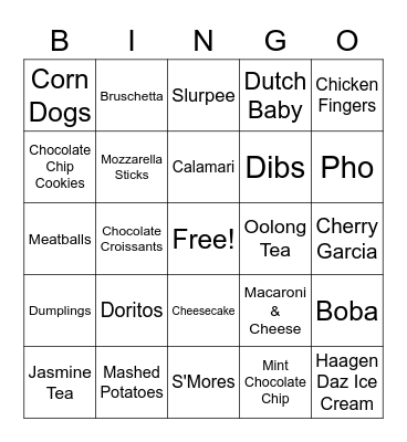 JLN Things Lee Kids Eat Bingo Card