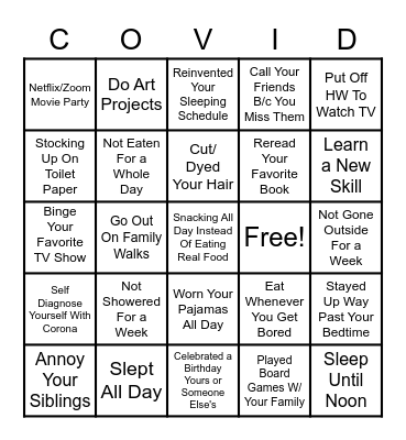 Its Corona Time! Bingo Card
