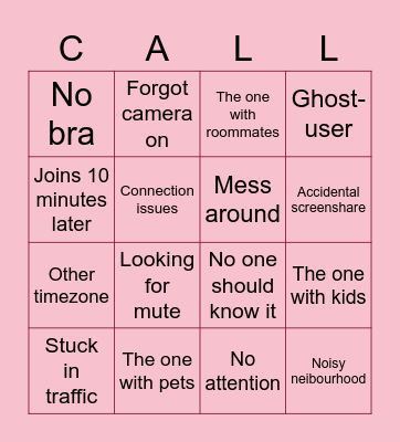 Video calls Bingo Card