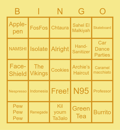 Alfardan’s EID AL FITR Bingo Card