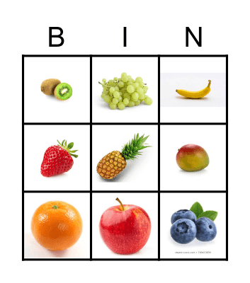 Fruit of the Spirit Game Bingo Card