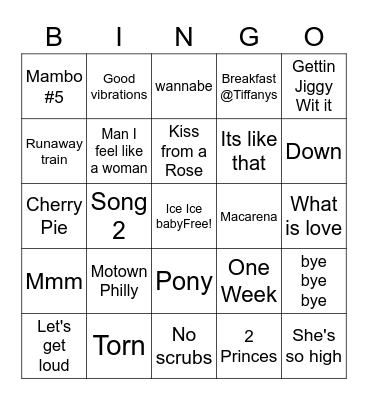 Round 2 90's Bingo Card