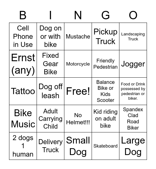 Porch Bingo Card