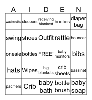 WHAT DID BABY AIDEN GET??? Bingo Card