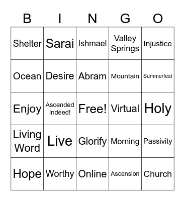 The God Who Sees Bingo Card