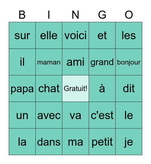 Mots fréquents Bingo Card