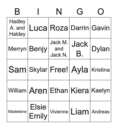 JK and SK friends in Room 101 Bingo Card