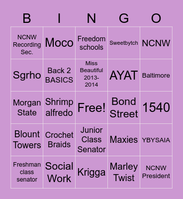 Kyra's 27th Birthday Bingo Card