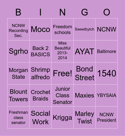 Kyra's 27th Birthday Bingo Card