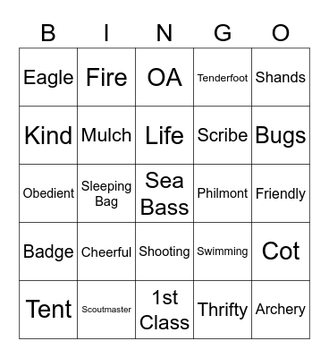 Scouting Bingo Card