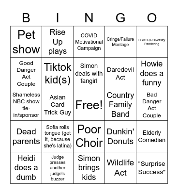 AGT Bingo Card