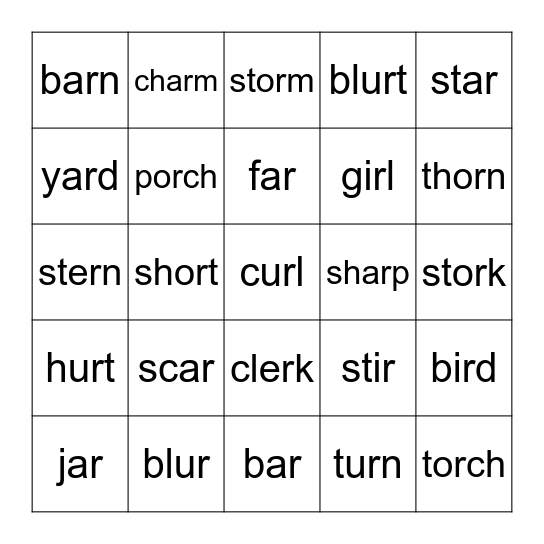 R controlled Bingo Card