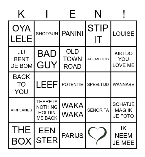 Familie Kien Bingo Card