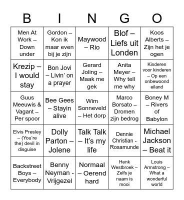 Muziekbingo 2 Bingo Card