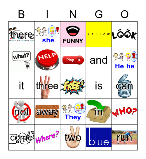 Sight Words Bingo Card