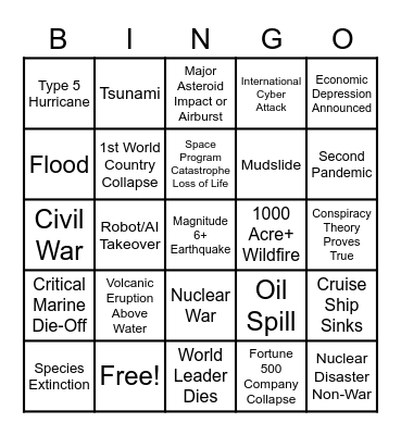 2020 Apocalypse Bingo Card
