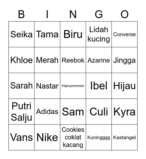 Bingo nya Anet Bingo Card