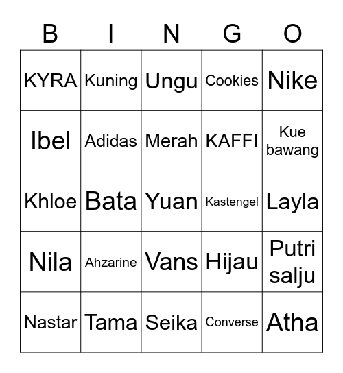 BISMILLAH YAALLAH Bingo Card