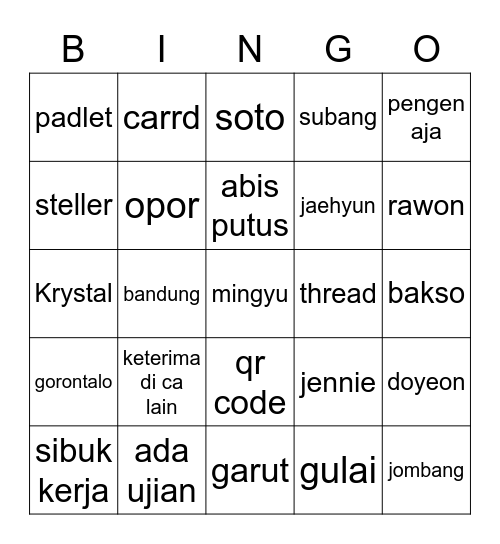 Bingo w/ Odon Bingo Card