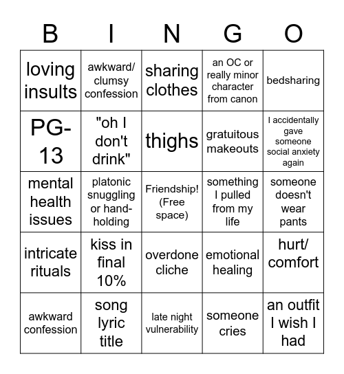 Beccafic Bingo Card