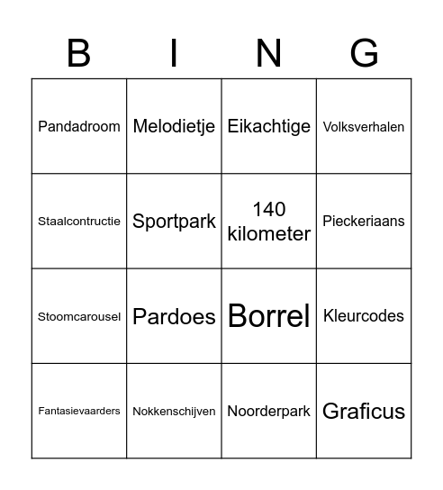 EFTELING SPREEKBEURT BINGO Card