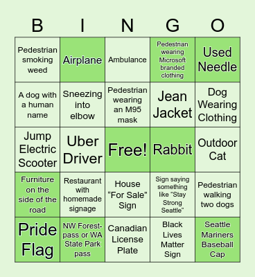 Pandemic Bingo Card