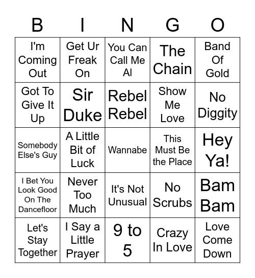 Sophie's Music Bingo Card